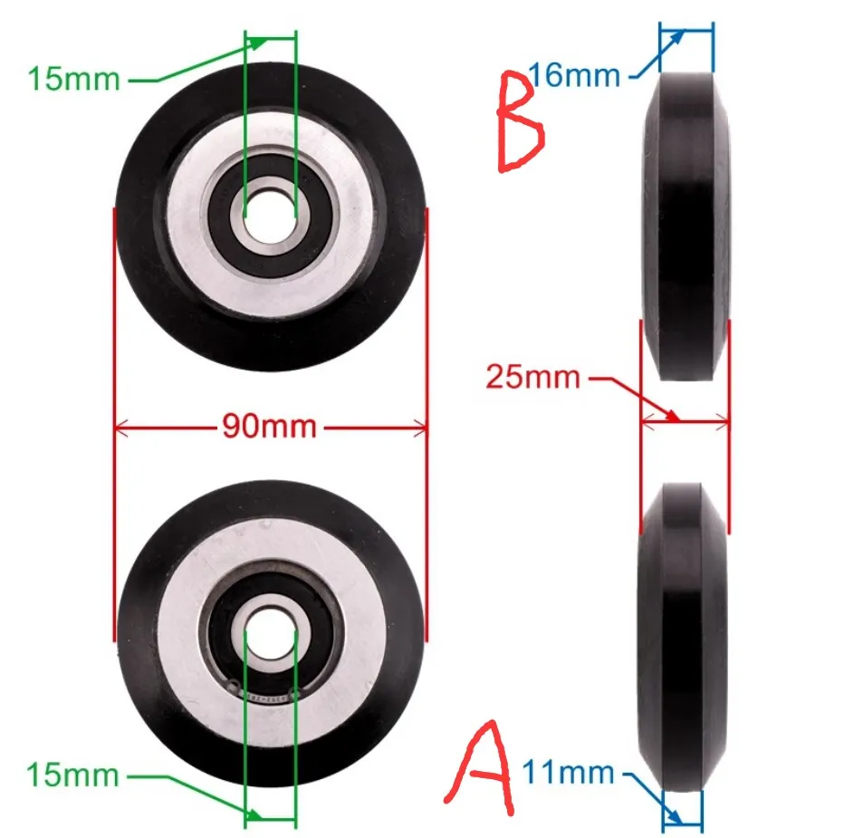 Escalator Roller High Speed Guide Roller OD90mm Thickness 25mm Bearing 6302