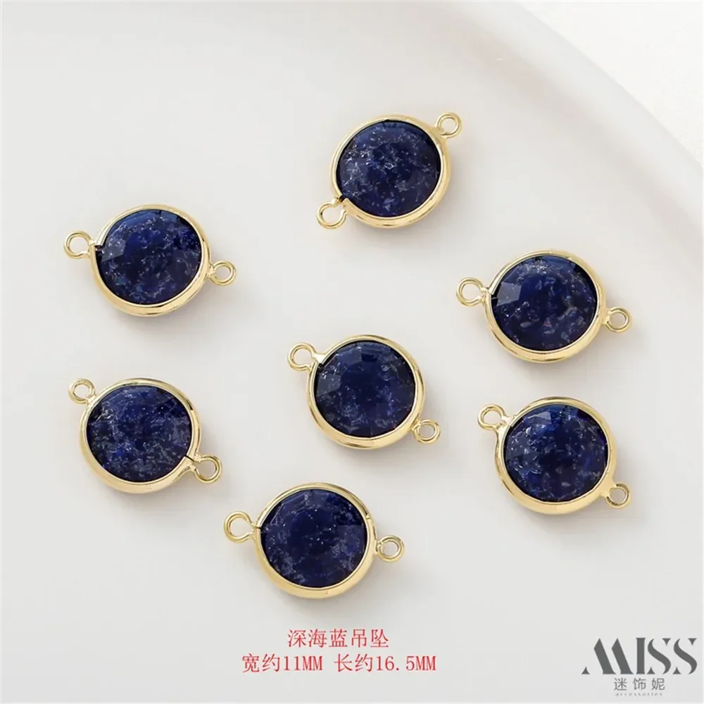 Sac en faux verre doré 18 carats, pièce de connexion à double trou à bord doré, matériau fait à la main, pendentif rond polyvalent en verre rouge.