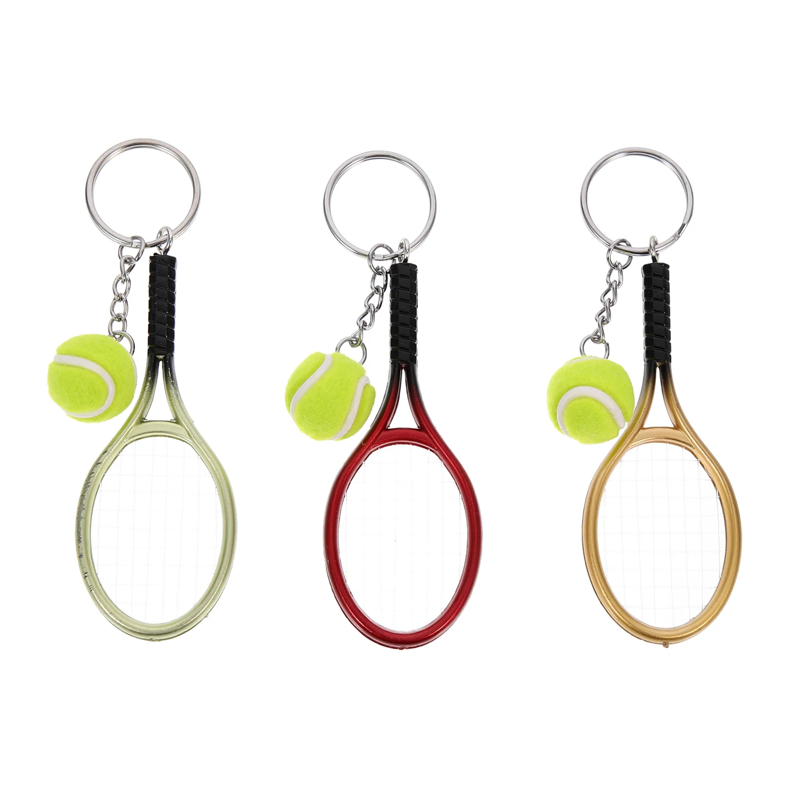 

3pcs Tennis Racket Keychain Decorative Chains Accessories Sports Souvenir Bag Key Pendant Creative Design Lightweight