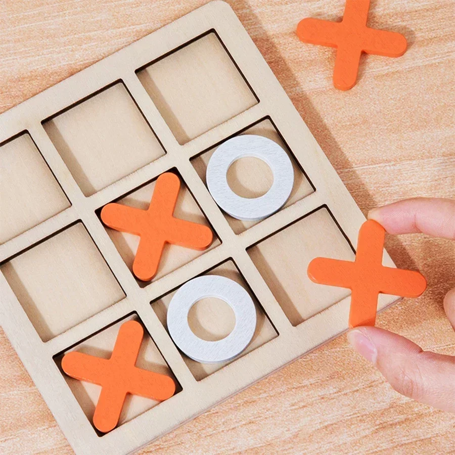 ไม้ XO Tic-tac-toe ปริศนาของเล่น Casual Battle BOARD เกมเด็ก Interactive BOARD คิดเกม