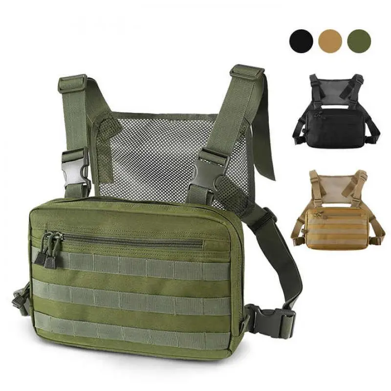 Borsa tattica per gilet sul petto Sport Arrampicata Escursionismo Sport Uomo Gilet Molle multiuso Edc Custodia frontale Rig Zaino da caccia sul petto