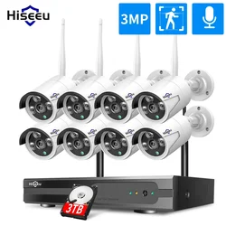 Hiseeu 5MP WIFI Sicherheit Kamera Kit Menschlichen Erkennung IR Nachtsicht IP Kamera System 10CH NVR Drahtlose CCTV Surveillance System