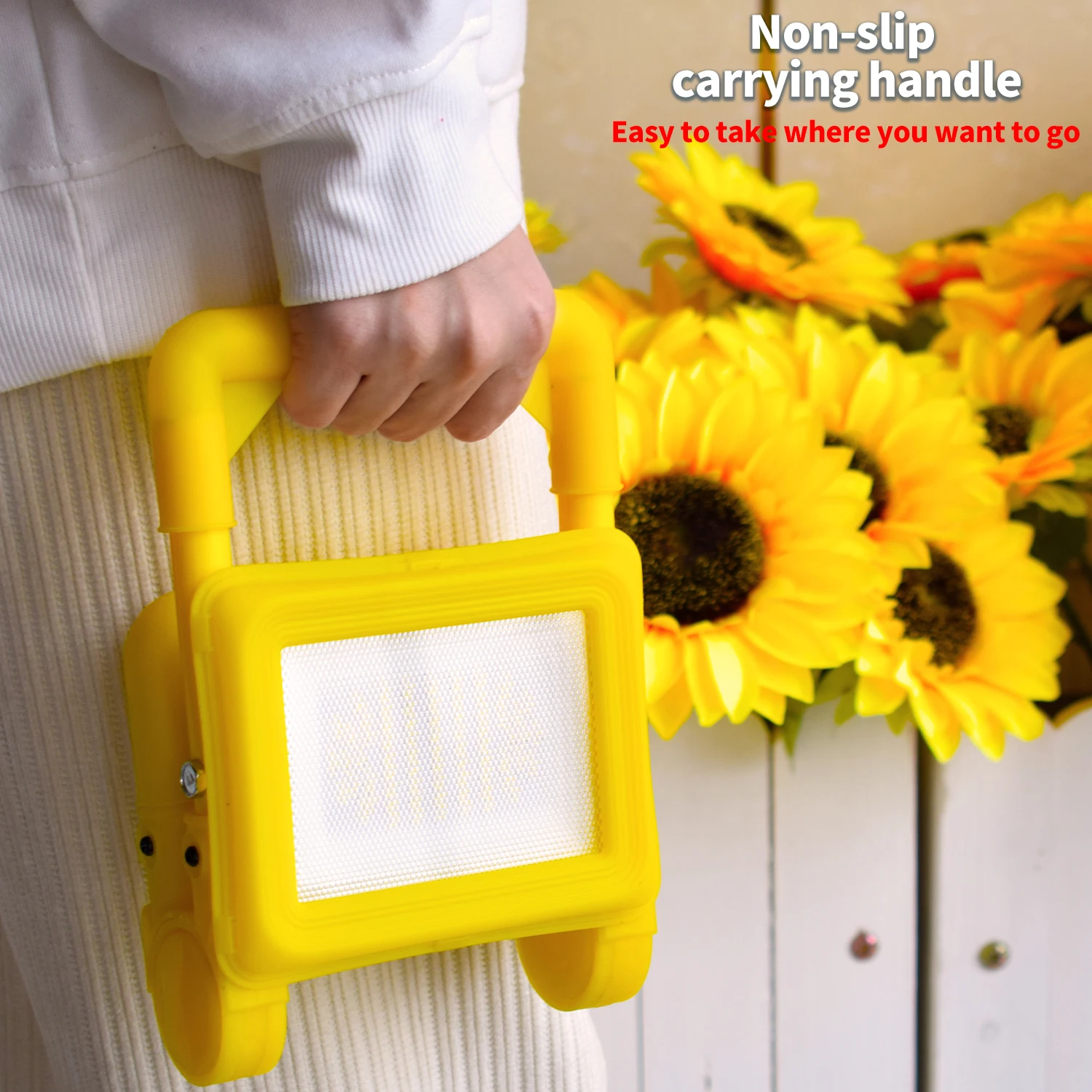 Rechargeable Solar Flood Light Outdoor Portable LED Reflector Spotlights Handheld Camping Lamp Projector Floodlight