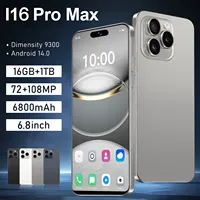 New i16 Pro Max Global Version Smartphone Original 5G 6.8Inch HD 108MP Camera 6800mAh Dual SIM Unlock Phone 10Core Android14