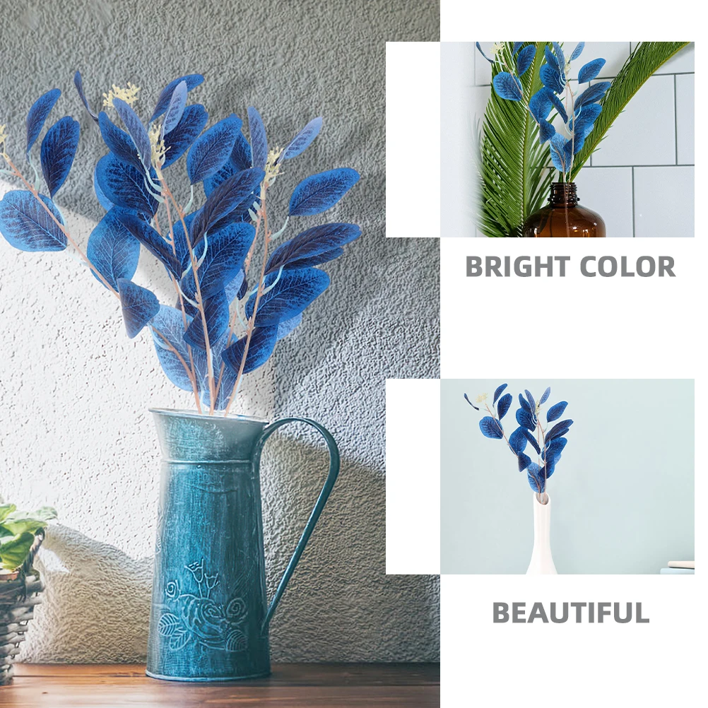 

5pcs Simulated Eucalyptus Leaves Artificial Decorative Stems Faux Branches Vibrant Green Plants for Indoor Outdoor Home Office
