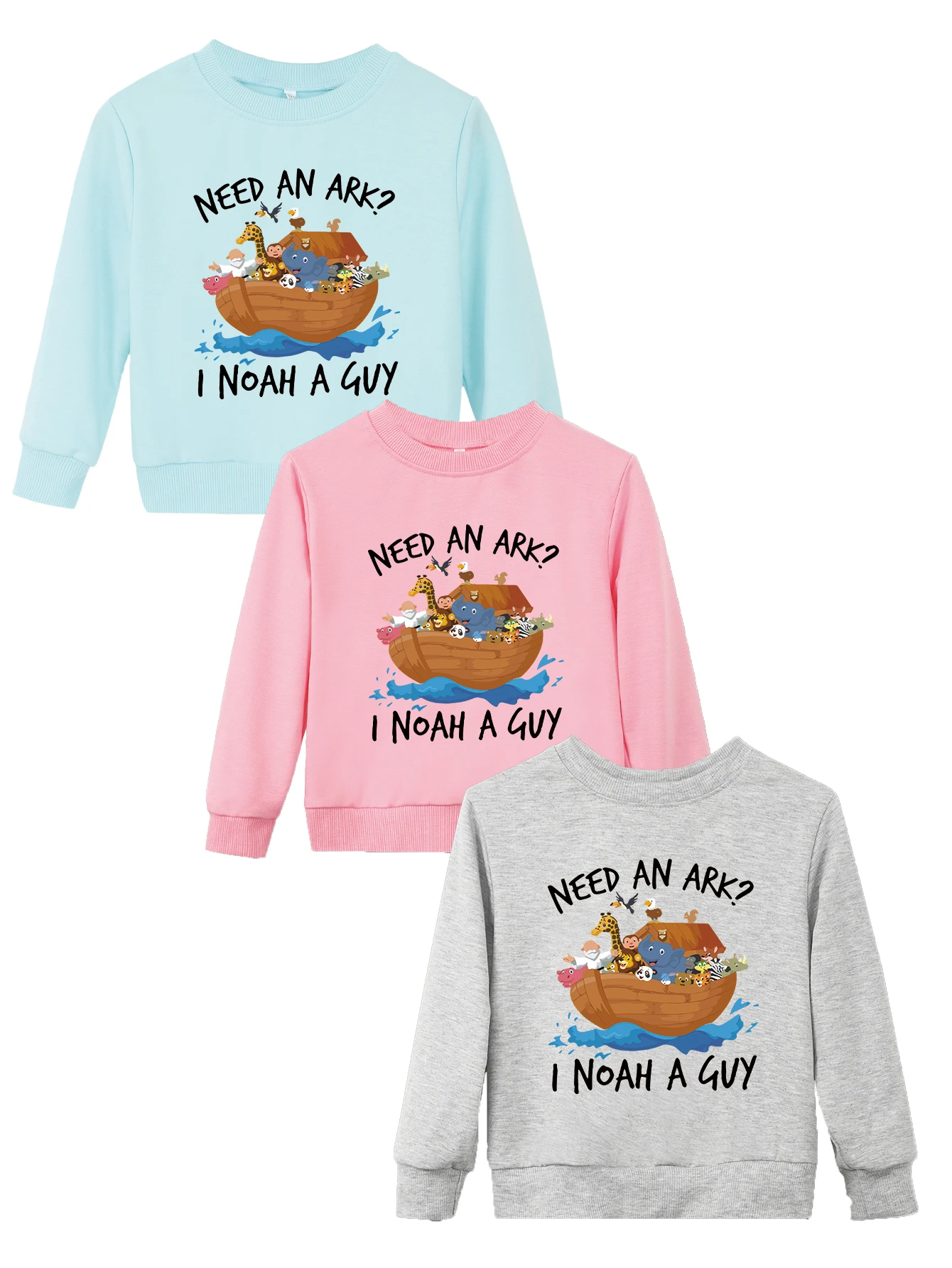 Fashion High Quality Need An Ark Print Animal Pattern Crewneck Tops Child Boy Girl Hoodies Pullover Trendy Sweatshirts