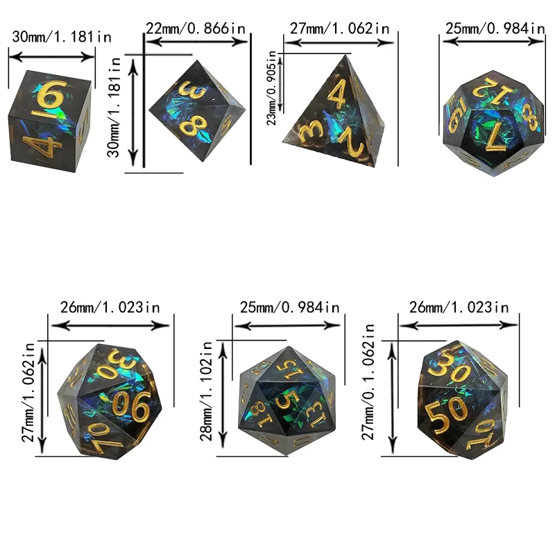 7PCS resin sharp polyhedral dice set mold role play color toy board game running group play children adult home decoration