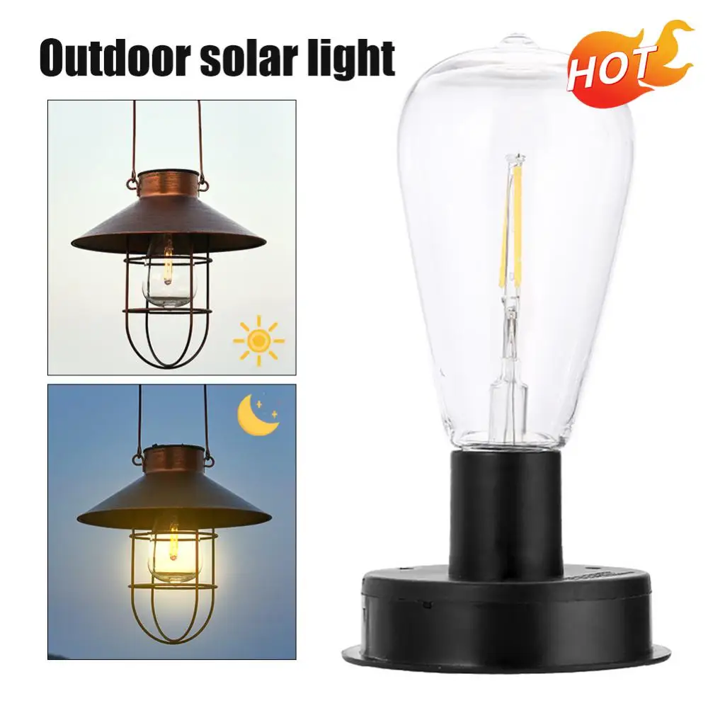 1pc Solar LED Tungsten Filament Bulb Lamp 2800K Garden Night Light 7cm/8.5cm Fence Lights For Outdoor Lamp Bulb Decorative