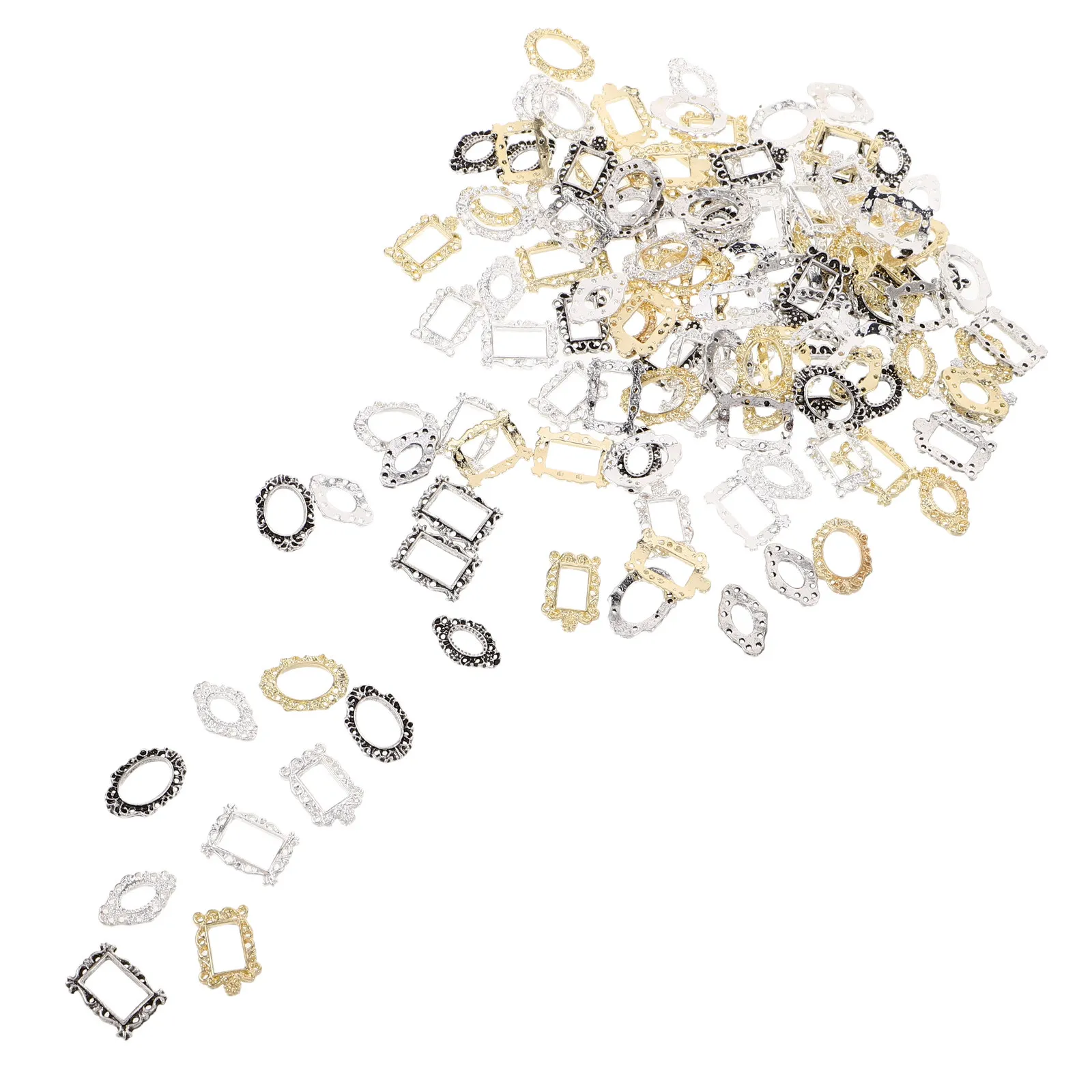 

120pcs Miniature Photo Frames Vintage Small Frame Set For Dollhouse Accessories Retro Tiny Picture Frames Ornaments - Mini
