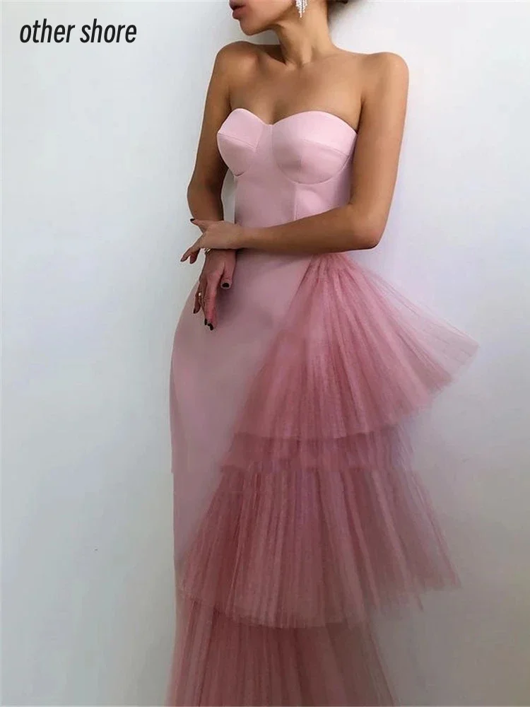 

Other Shore Elegant Vintage Sexy Simple Mermaid Ruffle Strapless Customize Formal Occasion Prom Dress Evening Party Gowns