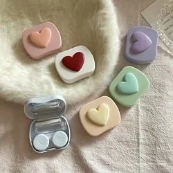 1pc Square Love Girl Colored Contact Lens Case Travel Easy Carry Lens Mirror Storage Container Women Color Contact Lens Box