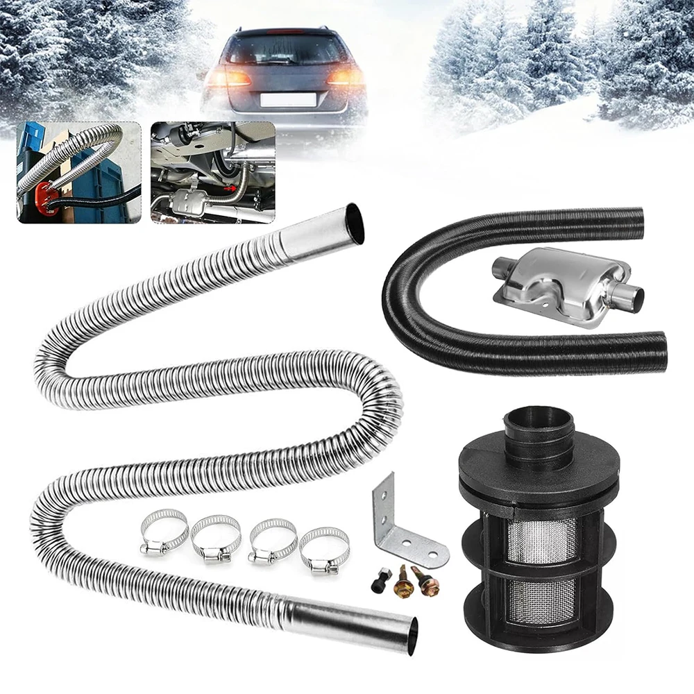 Tubo de escape de estacionamento, Air Diesel Heater, Silver Silencer, 24mm, 25mm, Conjunto de filtros para aquecedor Webasto Eberspacher