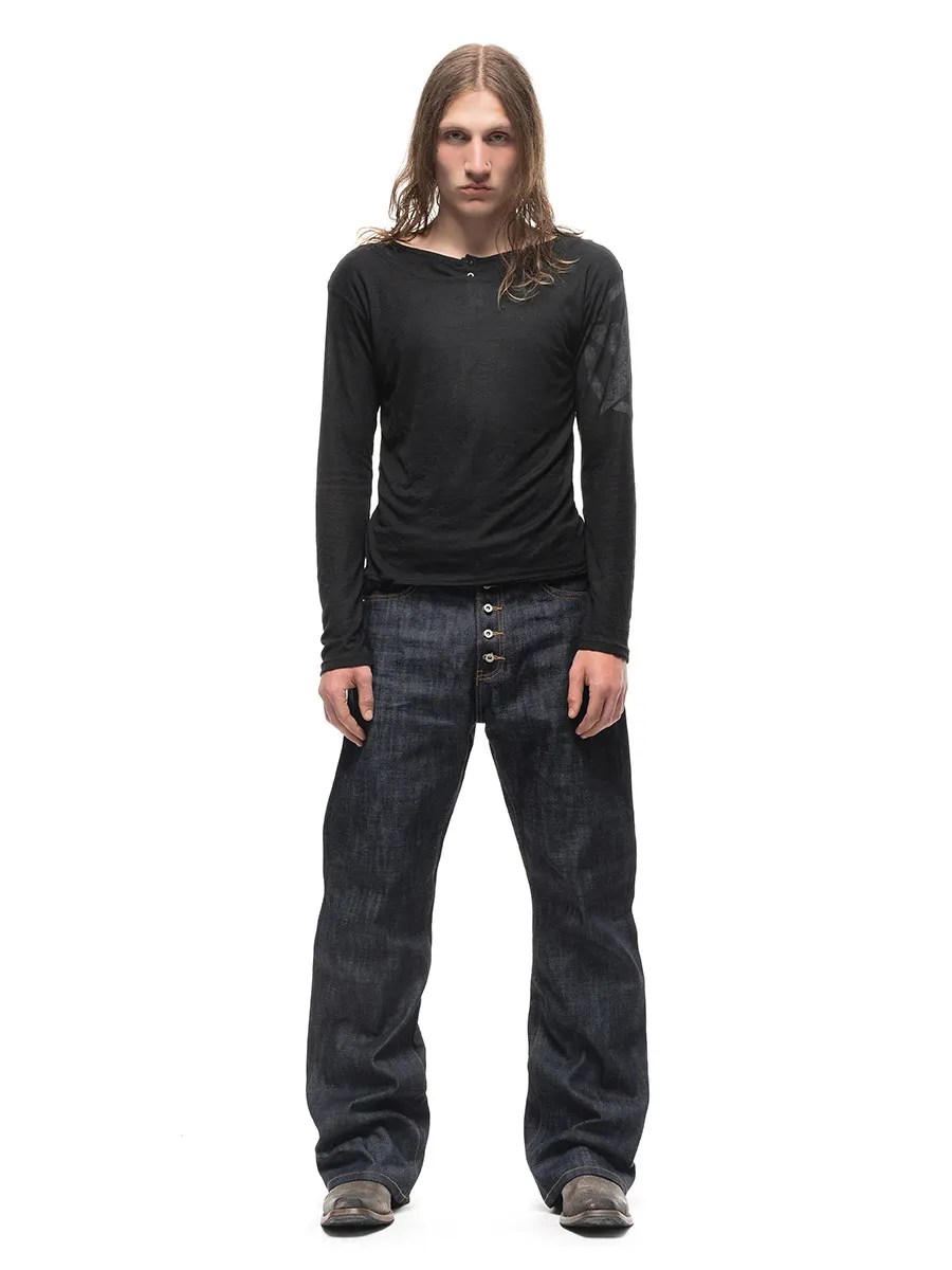 No faith studios straight micro pull red edge red ear original cow Japanese limited boot cut jeans