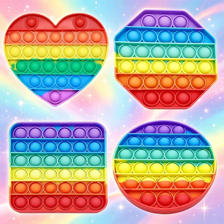 Juguetes Sensoriales Antiestrés Rainbow Pop Push Bubble Fidget Toys para Niños y Adultos con Autismo y Necesidades Especiales, Juguete Interactivo Antiestrés