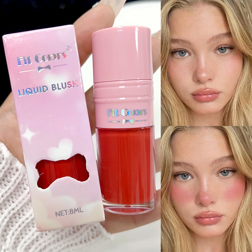 Fluwelen Matte Vloeibare Blush Hydraterende Roze Blusher Natuurlijke Gemakkelijk Te Vegen Gezichtscontour Verheldert Make-Up Blush Stick Met Spons