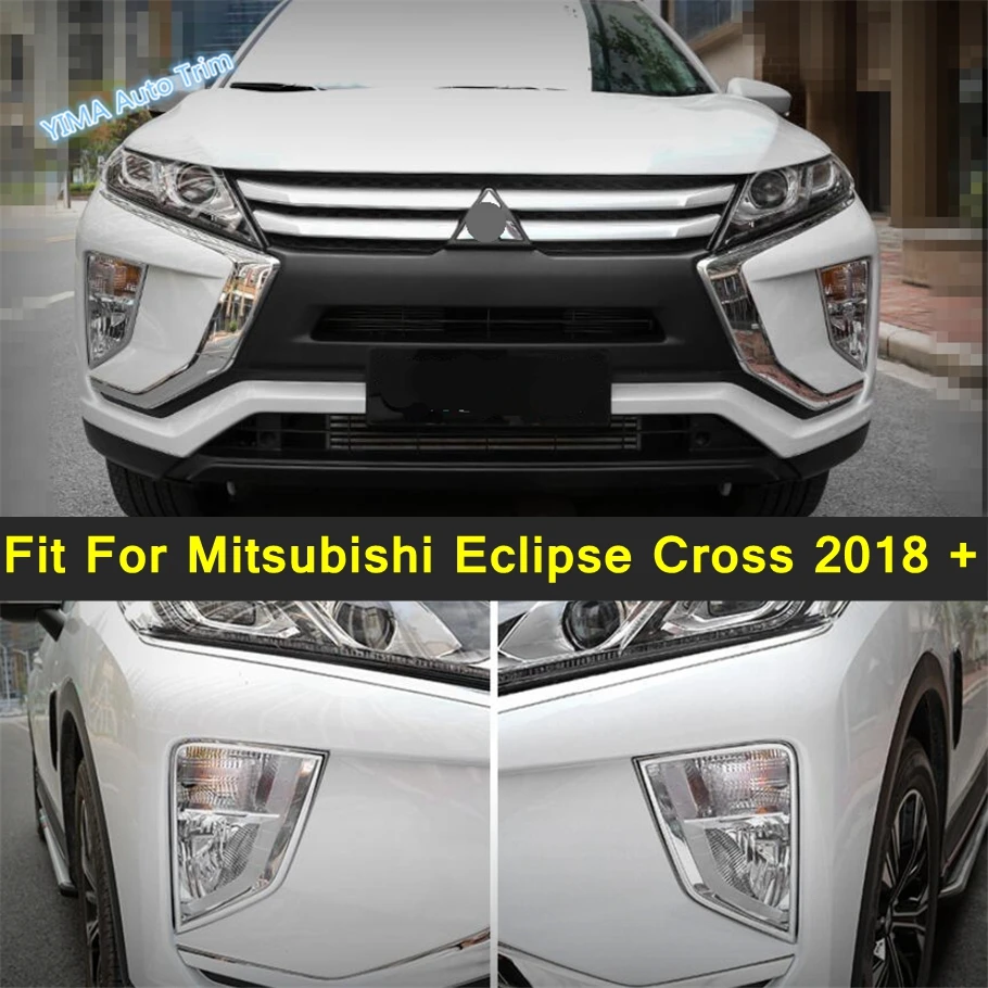 Car Styling Front Fog Lights Lamps Foglights Frame Cover Trim 2PCS For Mitsubishi Eclipse Cross 2018 - 2021 Chrome Accessories