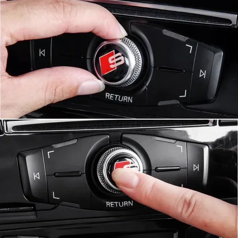 4Pcs Multimedia Center Console Knob Button Panel Cover Sticker For Audi S Logo Audi A3 A4 B5 B6 A3 8P 8V 8L A5 A6 C6 C5 A1 A7 A8 view 2