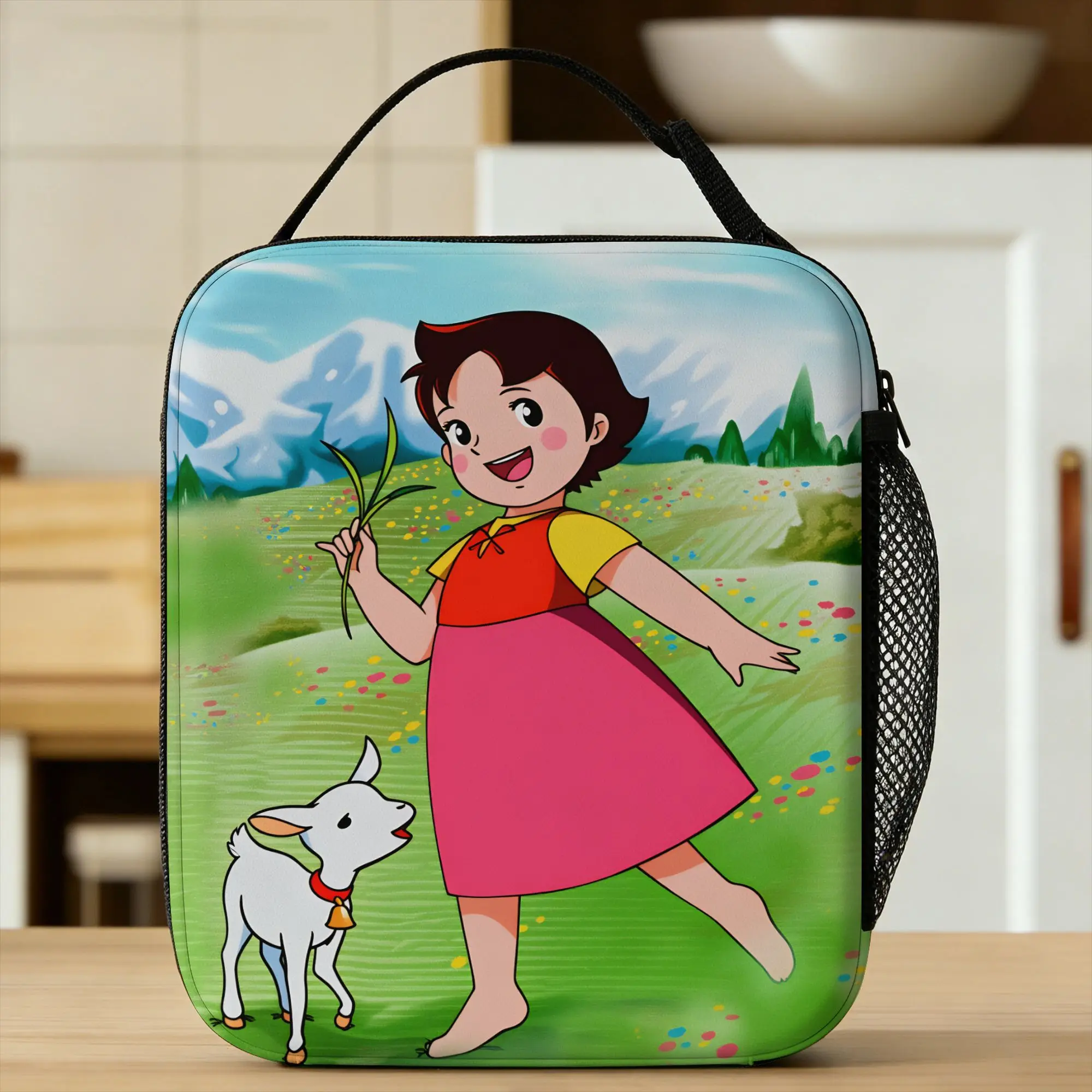 Happy Heidi Lunch Bag  Casual Lunch Box For Men Outdoor Picnic Portable Zipper Cooler Bag Waterproof Custom Tote Food Bags