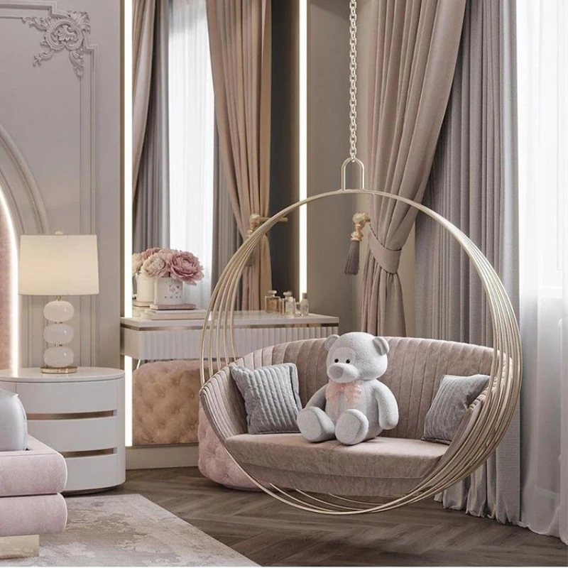 Cradle chair hanging chair bedroom girl's living room net red round single hanging hanging basket indoor swing balcony home