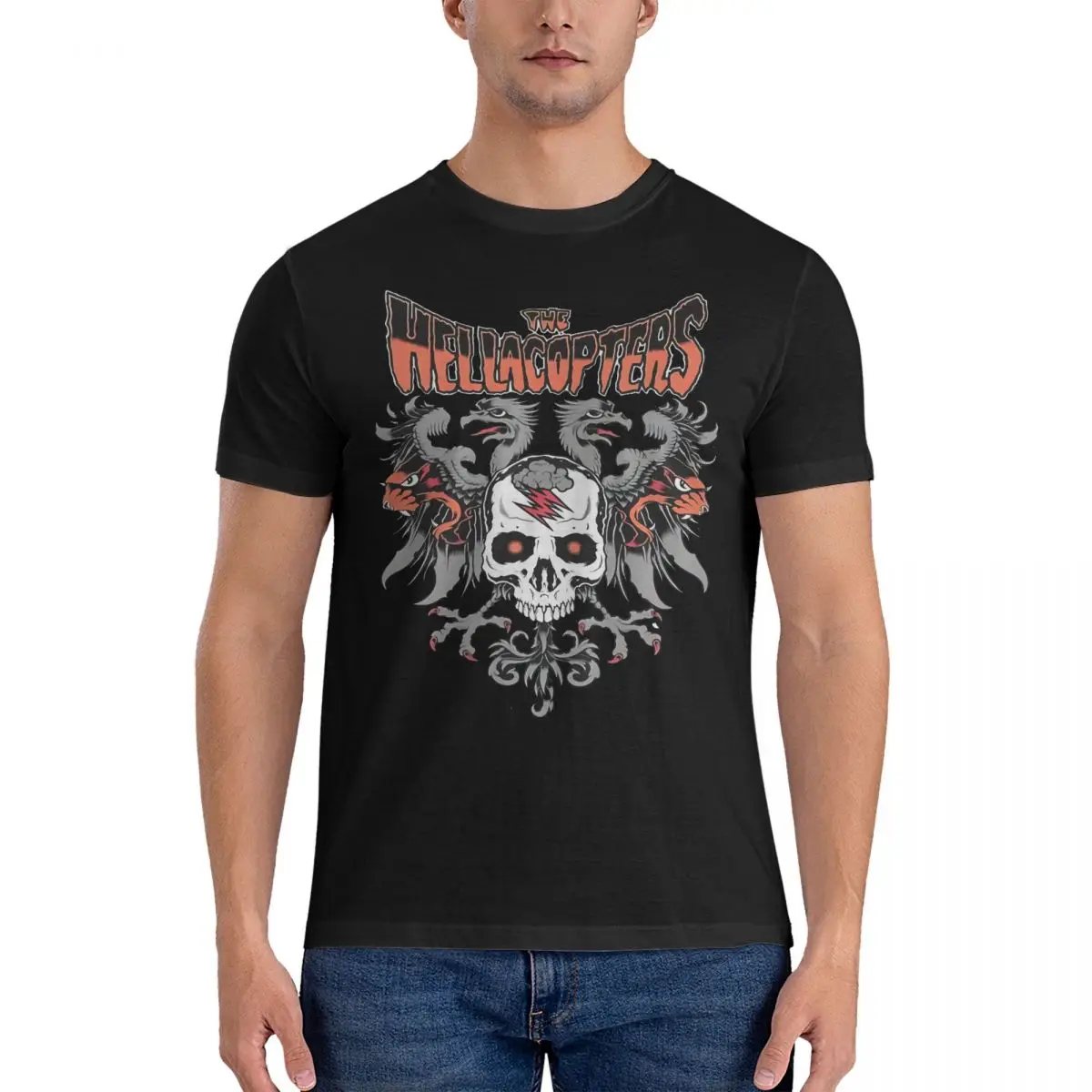 WING T-Shirts for Men Hellacopters Fun Pure Cotton Tee Shirt Round Neck Short Sleeve T Shirt Gift Idea Tops