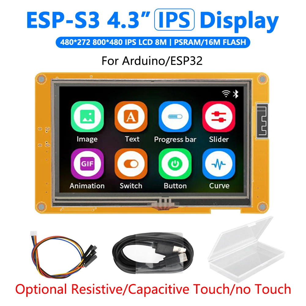 

ESP32-S3 4,3-дюймовый экран дисплея WIFI BT Макетная плата 480*272 800*480 Тип C Смарт-экран RGB LCD TFT-модуль