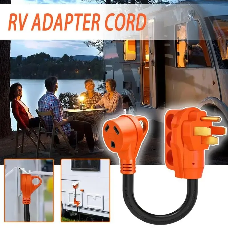 

Адаптер для электрических разъемов RV 18 дюймов, 30-50 А, усиленный, с ручкой, 30А (мужской) на 50А (женский)