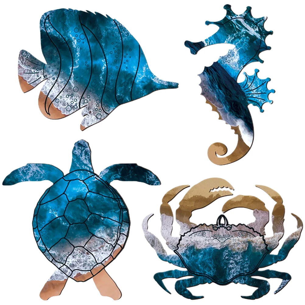 

1 set Ocean Theme Wall Decor Iron Home Decoration Beach Style Fish Crab Turtles Living Room Bedroom Office Wall