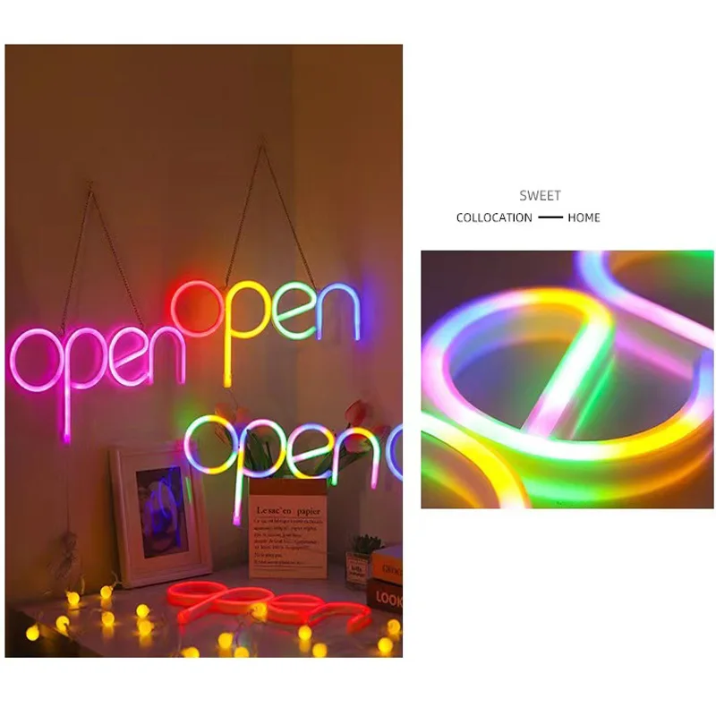 OPEN style waterproof neon 5V USB Bar shop Door Headlights Cafe restaurant shop signs advertising atmosphere decorative lights