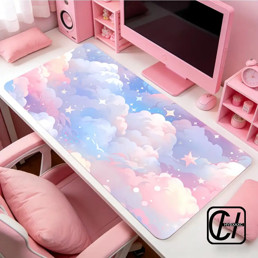 

Large Pink Pastel Cloud Mouse Pad Kawaii Cartoon Desk Mat Anti-slip Rubber Extended Long HYB XXC Table Mats Gaming Keyboard Pad