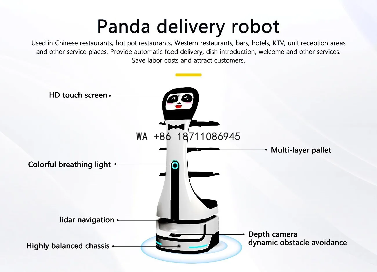 Advanced Commercial Delivery Robot for Smart Catering Logistics, Touch Screen LCD Display and Voice Interaction Auto Charging