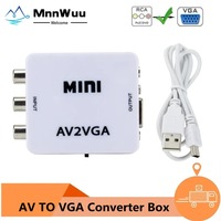 Mini RCA To VGA Converter AV2VGA Conversor with 3.5mm Audio RCA To VGA Video Converter For PC to TV HD Computer to TV AV TO VGA