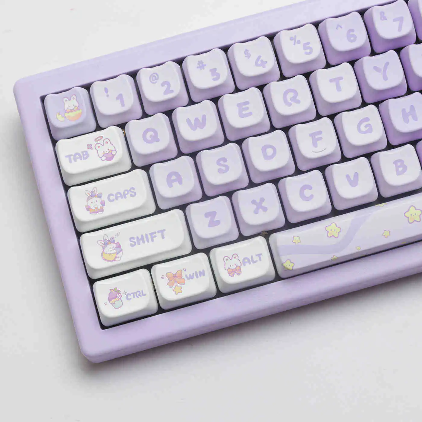 

MAO cat height dream purple rabbit full set of PBT sublimation keycaps split space 7u supplement