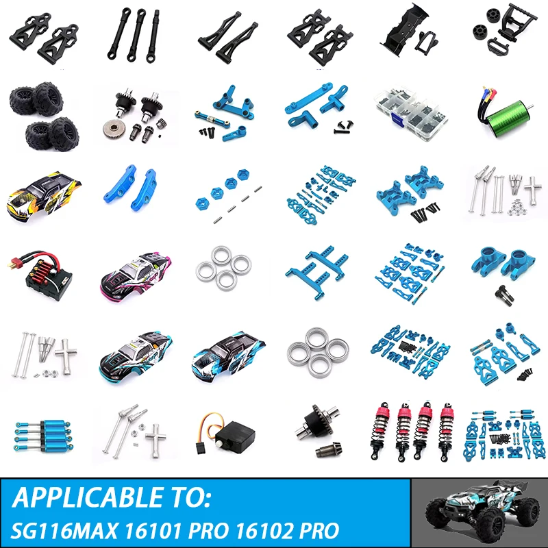 

SG116PRO SG116MAX 16101 PRO 16102 PRO SCY 1:16 Brushless RC Car Blue Upgraded Metal Original Spare Parts Accessories