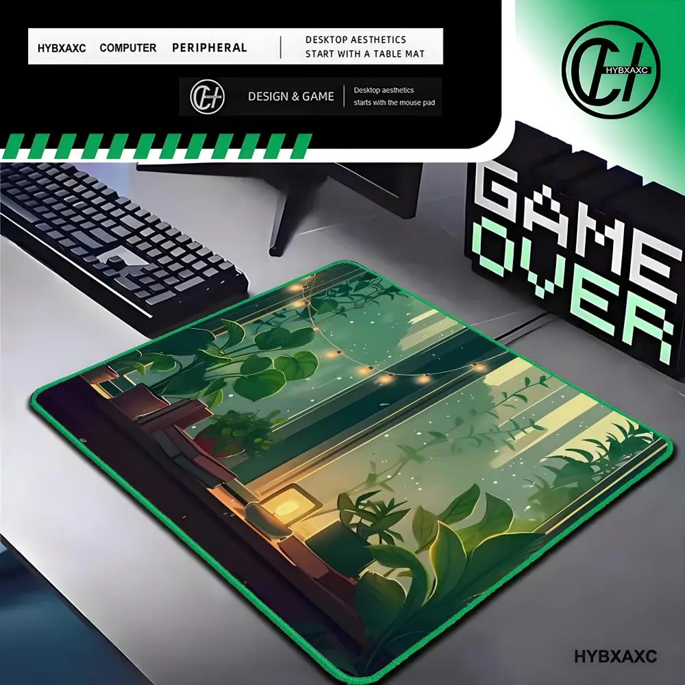 

Mousepad Green Desk Pad Lofi Gaming Mouse Mat Computer Accessories Pc Gamer Girl Company Game Mats Anime Mause Laptop Table Cute