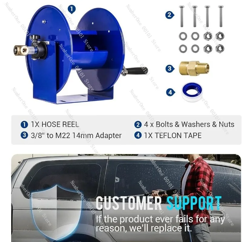 Heavy Duty Garden Hose Reel Hand Crank Water Pipe Storage Rack 20m Hose Winder Stainless Steel Soft Tube Coiler Portable Farm