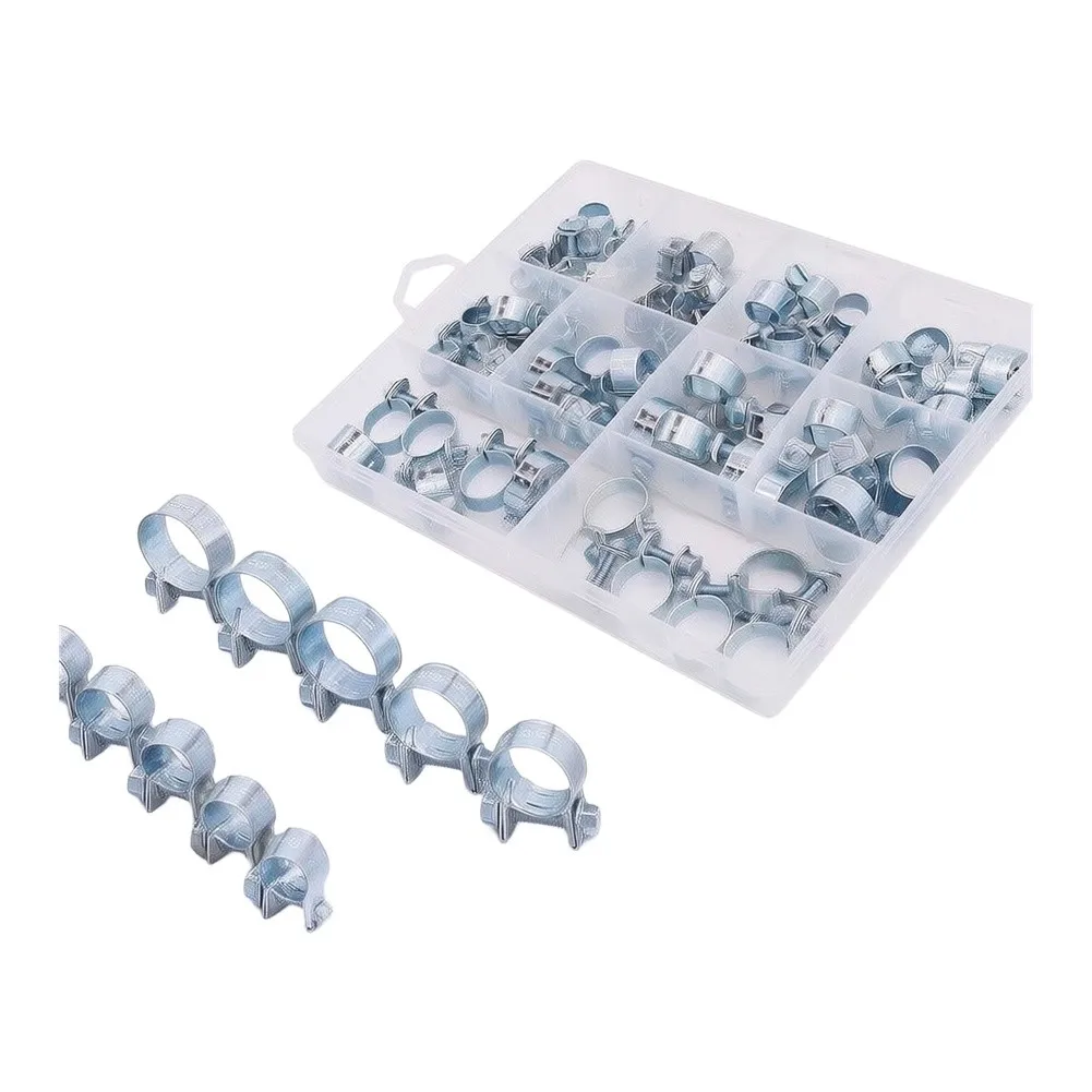 For Mini Fuel Hose Clamp Set Galvanized Iron Adjustable Screw For Car Water Air Tube Pipe Clamps With Storage Box 50Pcs Or 60Pcs