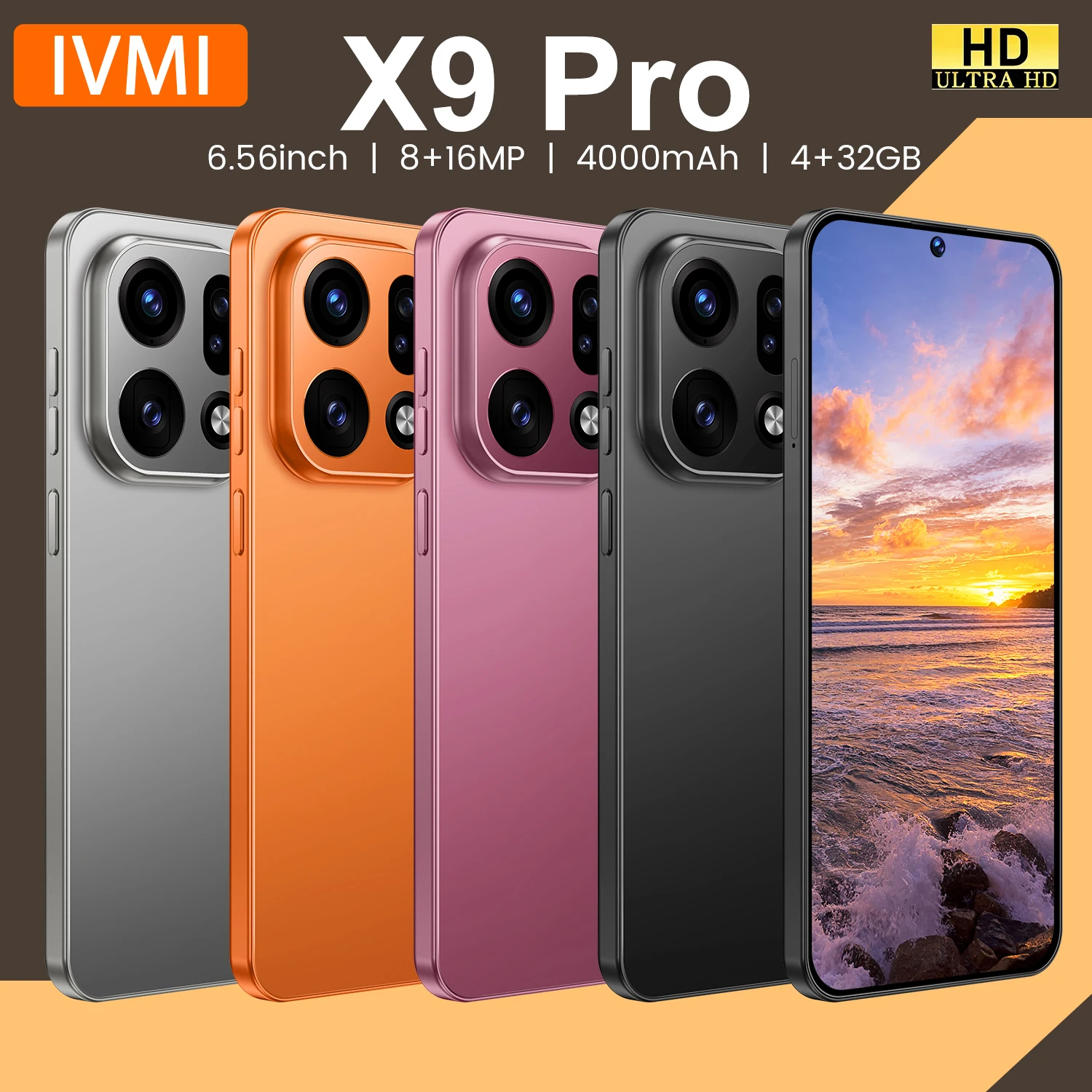 IVMI X9 Pro smartphone runs on Android, has 4GB of RAM and 32GB of storage, features a 6.56-inch screen, and supports Google