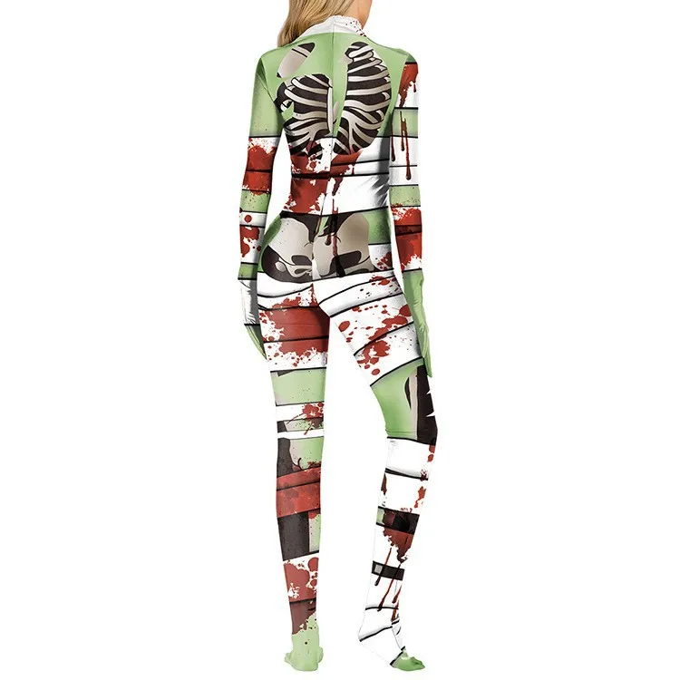 Damen 3D-gedruckter Skelett-Catsuit Jumpsuit Sexy Cosplay-Kostüm für Halloween-Party Modischer Cosplayer Aerial Yoga Bodysuit – Detail 19