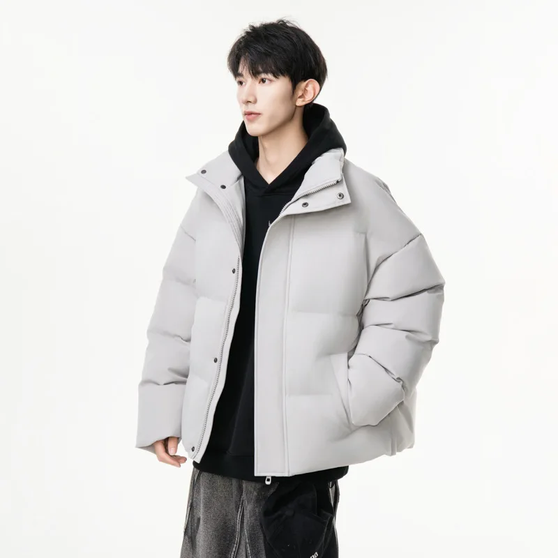 

Man Down Jacket Winter Fashion Thicken Cold-proof Stand Collar Men Coat Long Sleeve Zipper Loose Versatile Male Outerwear