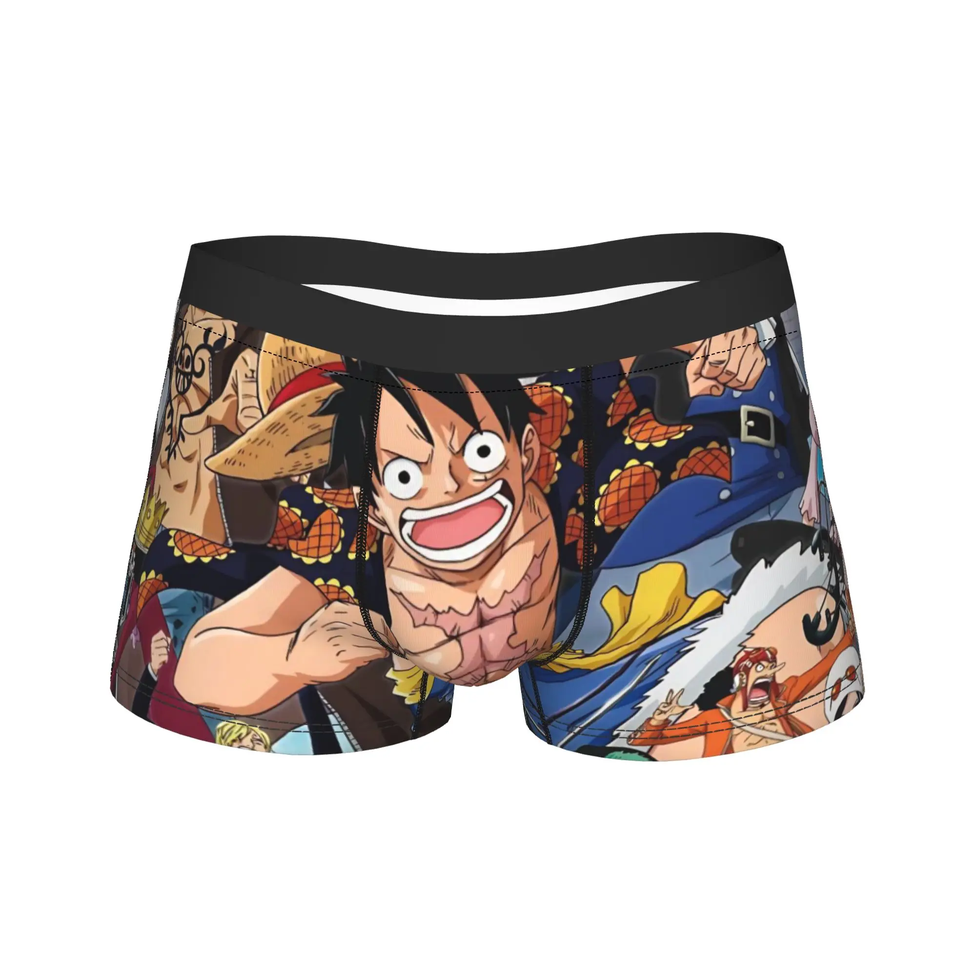 

Men One Piece Boxer Briefs Shorts Panties Breathable Underwear Luffy Anime Homme Funny M-XXL Underpants