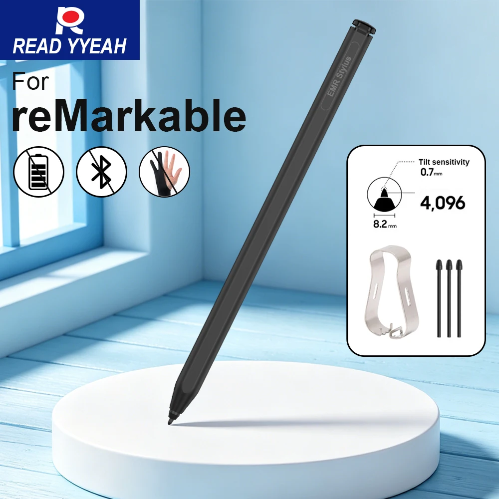 

Magnetic EMR Stylus for reMarkable 2, 4096 Levels Pressure No Bluetooth Pen, with 3 Replacement Tips & Storage Box for Sketching
