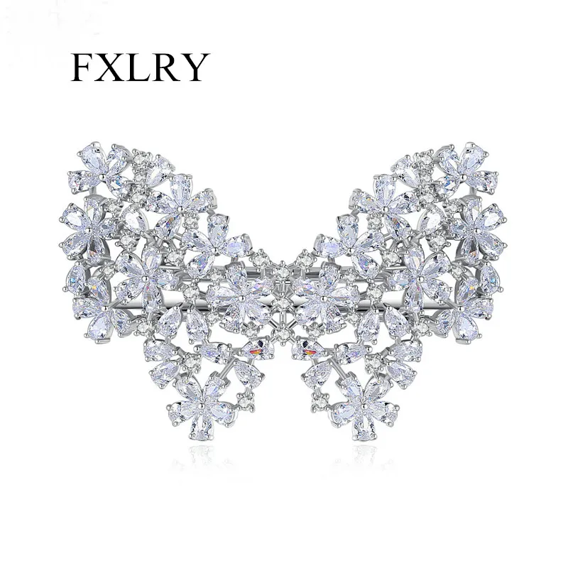 

FXLRY New Arrival Elegant AAA Cubic Zirconia Butterfly Spring Clamp Hairpin Hair Jewelry