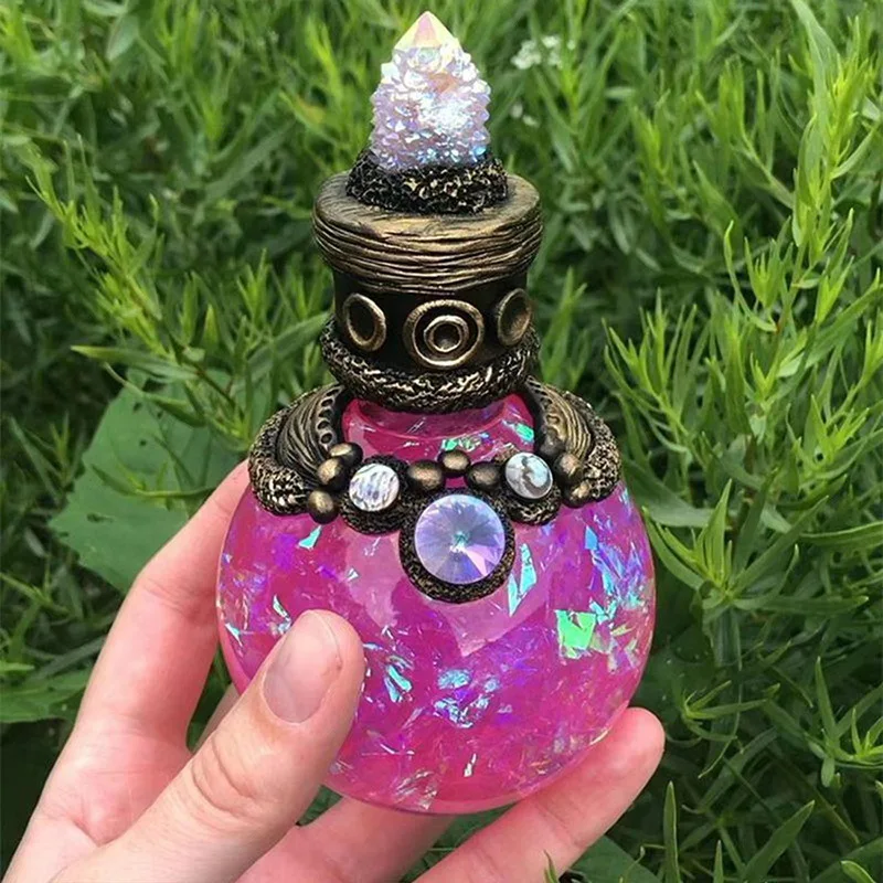 Cross-border new magic moon medicine water bottle mermaid shining ornament design resin creative ornament