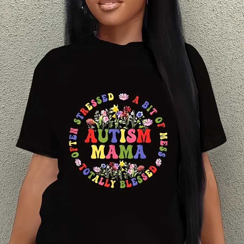 Autistic Mom Sometimes Stressed and a Bit Disorganized Women's Plus Size T-Shirt 100% Cotton 220g