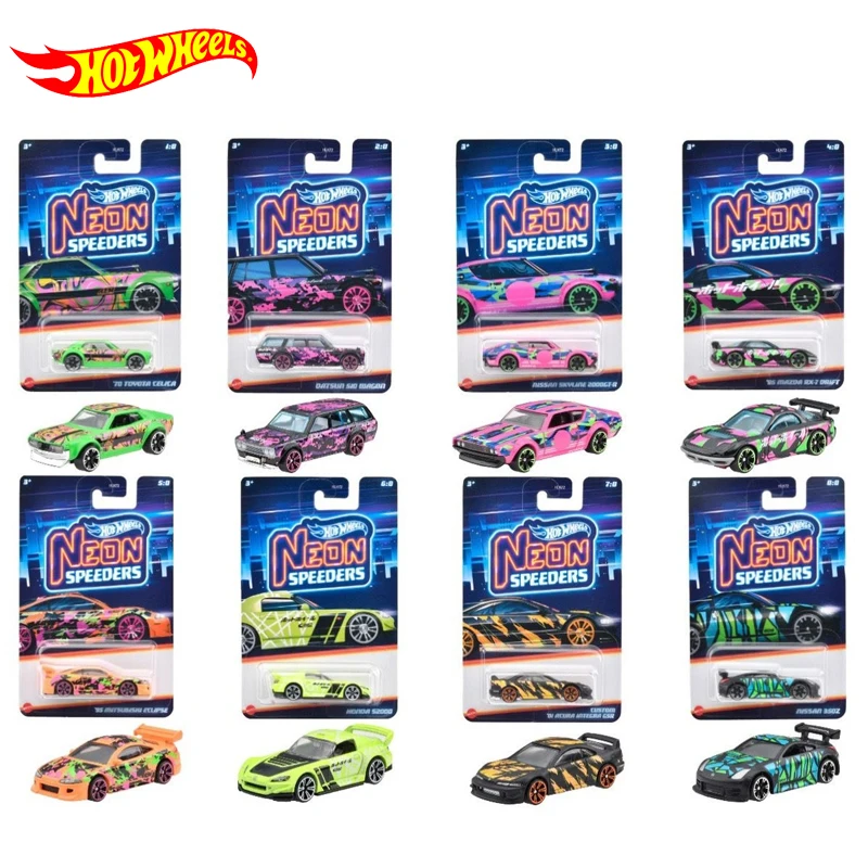 Genuine Hot Wheels Car NEON SPEEDERS 1:64 Boys Toys Diecast Honda S2000 Acura Integra Nissan Toyota Celica Datsun Wagon Gift