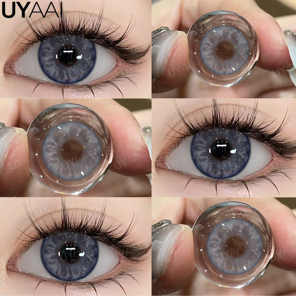 UYAAI Farbkontakt-Make-up, blaue Linse, farbige Schüler für jährliche Gebrauchte Schönheit, Augen, blaue Linse, Frau, Make-up, Kontakte, Colorcon, Cosplay – Detail 7