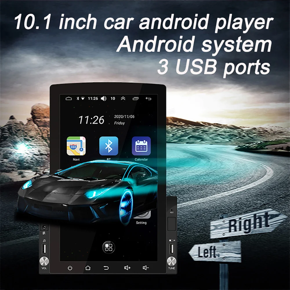 Android 10.1 2 Din Car Multimedia Player 10.1'' Vertical Screen GPS Navigation Car Stereo Autoradio Video indash Audio Universal