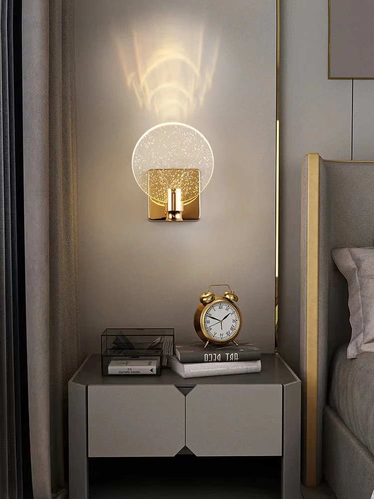 

Modern minimalist crystal LED wall lamp Bedroom bedside lamp Indoor background lamp Sconce Home decorative lamp