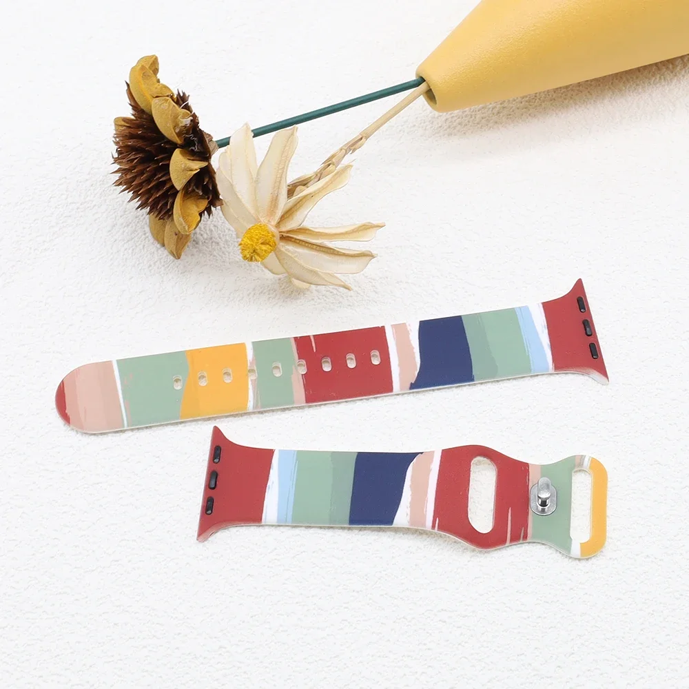 Силиконовый ремешок для Apple Watch Band 49 мм, 40 мм, 41 мм, 46 мм, 45 мм, 44 мм, 42 мм, браслет с принтом для iWatch Series Ultra 10 9 8 7 6 5 se