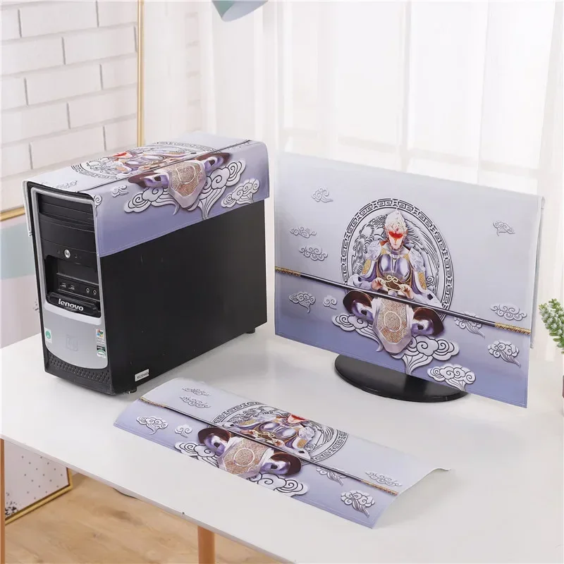 

3pcs Printed Desktop Computer Dust Cover Suit19/22/24/27Inch Keyboard Host LCD Screen Protective Cover for Household Dust Covers